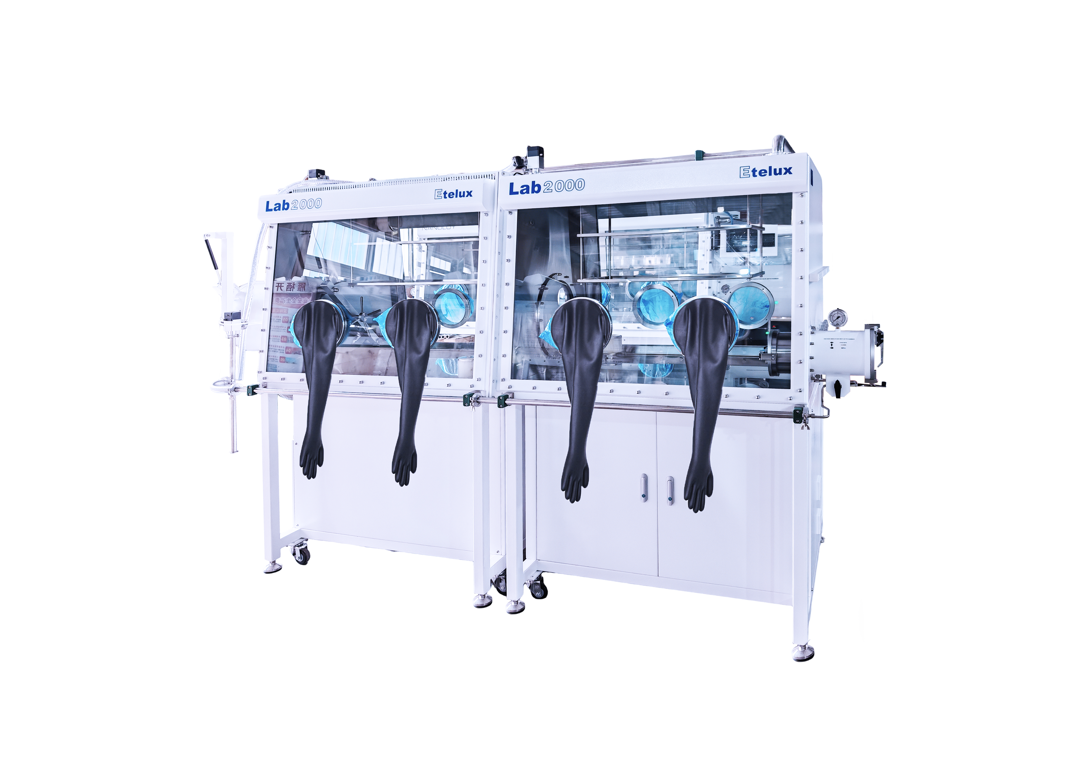 带加热过渡舱与水冷机双面四工位手套箱